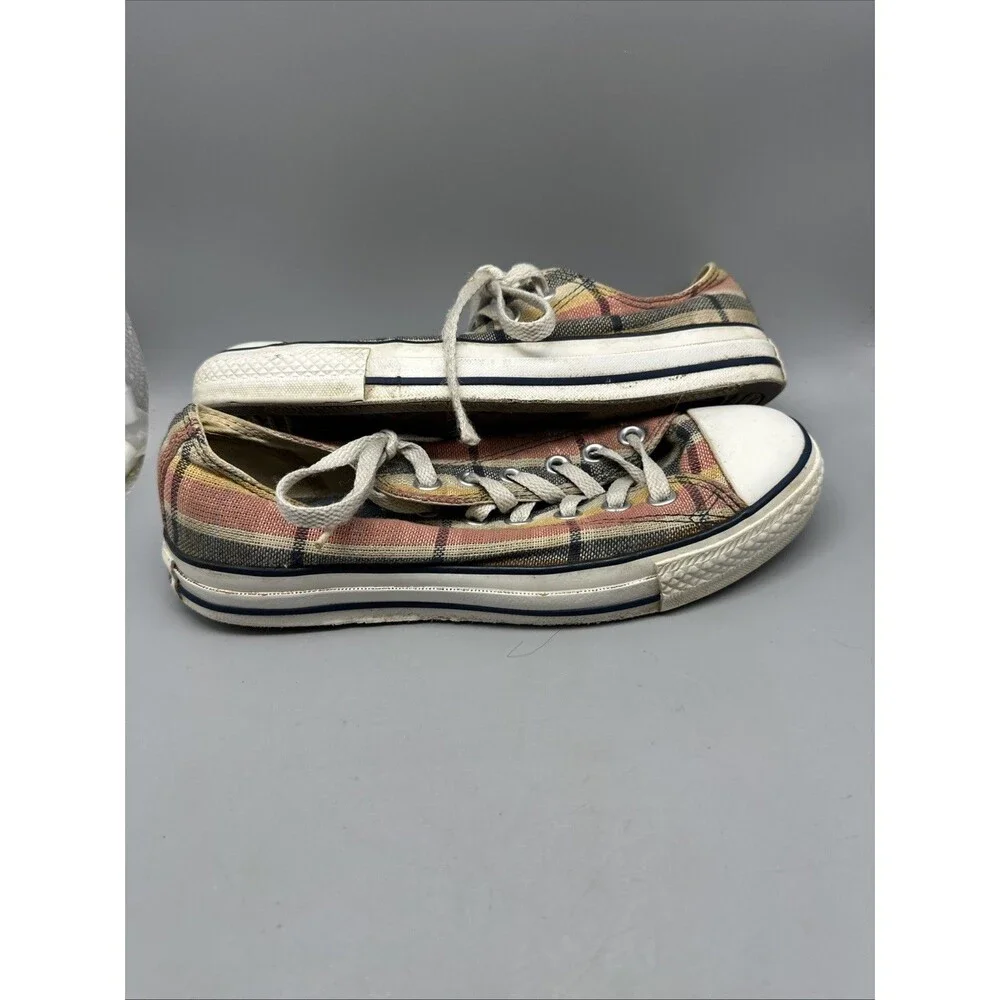 Vintage 2008 Converse All Star Plaid Low Top Sneakers Yellow Blue Red 104372F